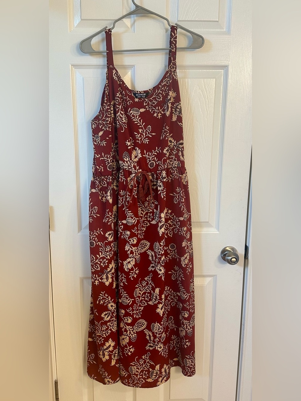 BloomChic Burgundy Floral Cami Maxi Dress Plus Size US 22-24 3X Boho Pockets